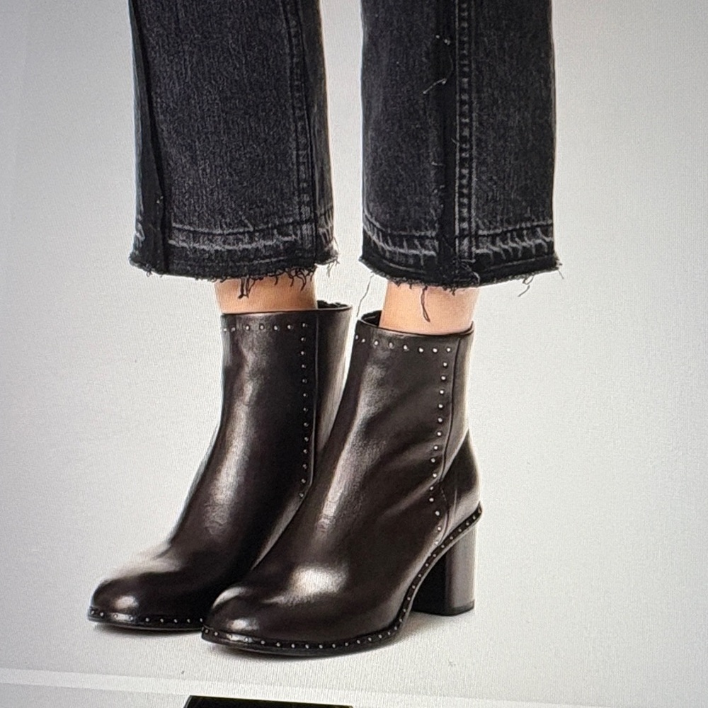 rag & bone Dark Brown Studded Leather Ankle Boots